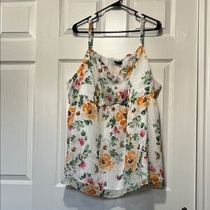 Torrid Floral Camisole with Orange and Green Accents